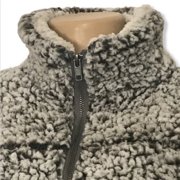 Altar'd State Wubby Sweater Gray Teddy Sherpa Quarter Zip pockets size S - Picture 4 of 12